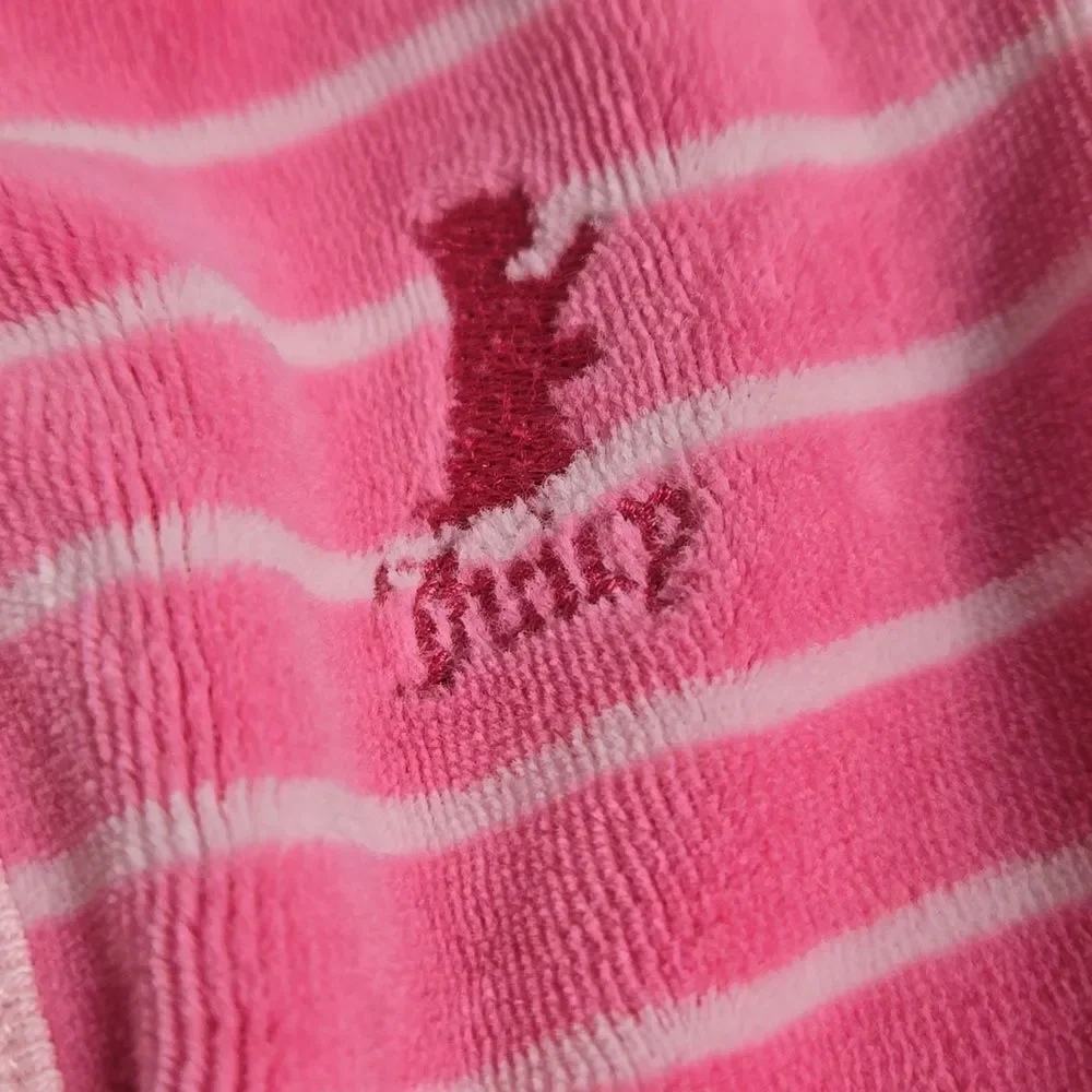 Juicy Couture Baby 6-9m Sleep & Play Pink Stripe Velour One-Piece Pajama Footie